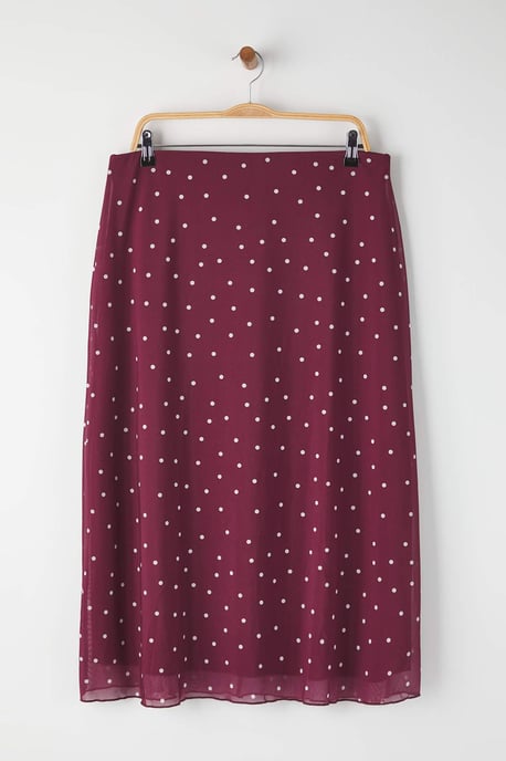 Trendyol Curve Damen Bordeaux Animal-Print Midi A-Linie Große Größen Röcke - Image 4