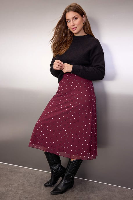 Trendyol Curve Damen Bordeaux Animal-Print Midi A-Linie Große Größen Röcke - Image 6