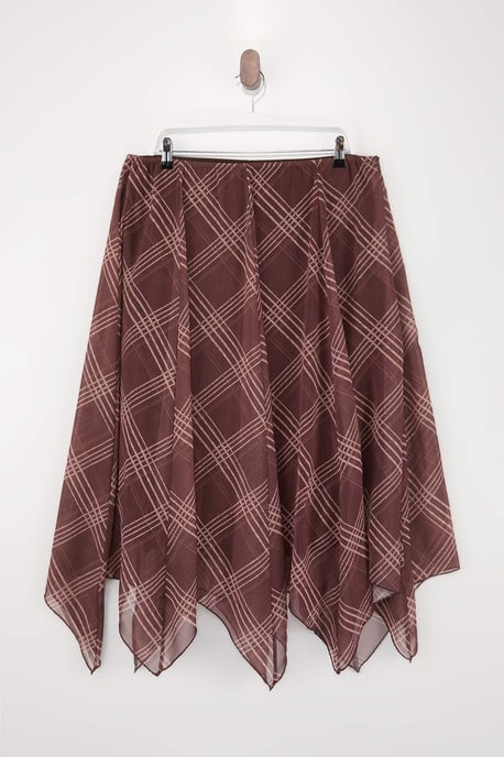 Trendyol Curve Damen Braun Kariert Midi Große Größen Röcke - Image 3