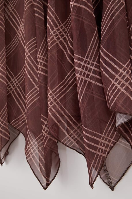Trendyol Curve Damen Braun Kariert Midi Große Größen Röcke - Image 4