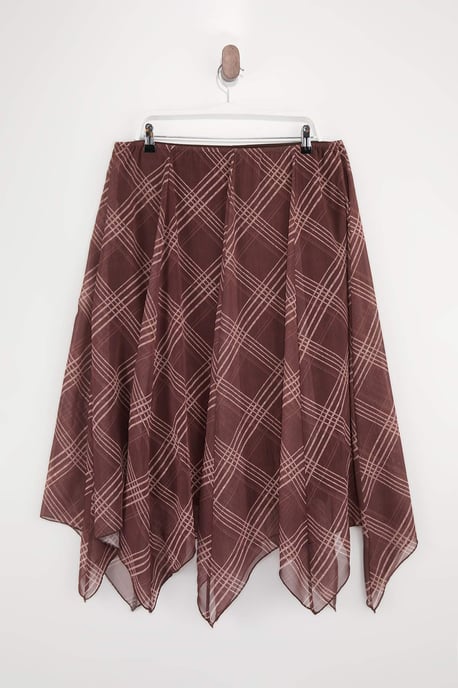 Trendyol Curve Damen Braun Kariert Midi Große Größen Röcke - Image 5