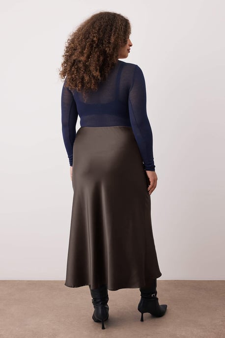 Trendyol Curve Damen Braun Einfarbig Midi Große Größen Röcke - Image 3