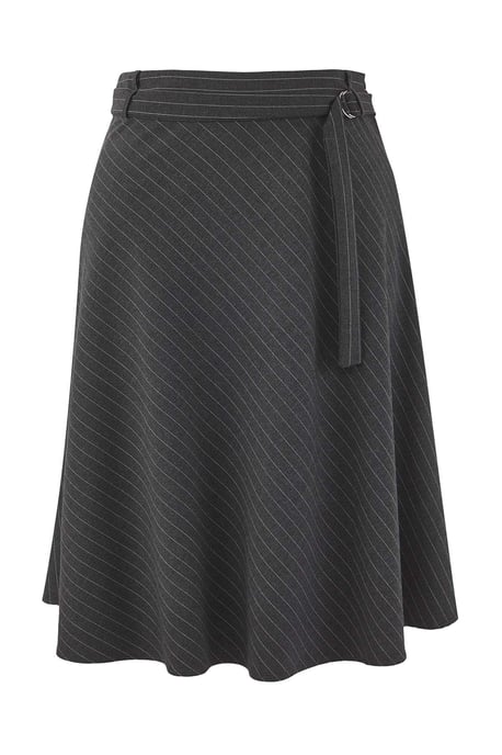 Trendyol Curve Damen Grau Gestreift Midi Ausgestellt Rock Große Größen Röcke - Image 4