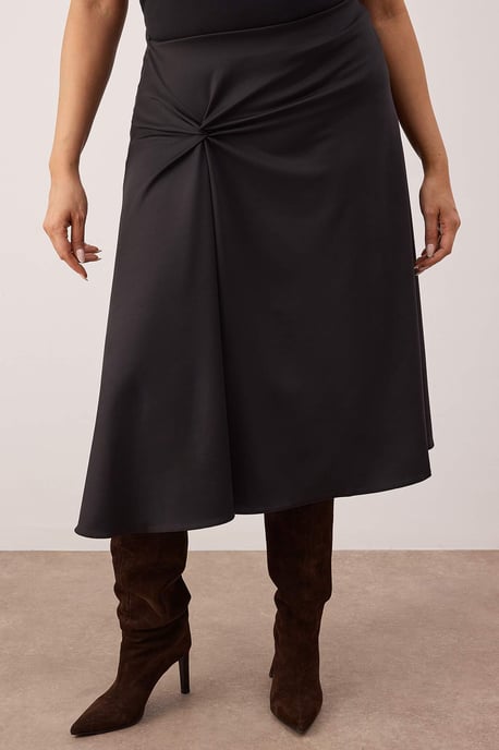 Trendyol Curve Damen Schwarz Einfarbig Midi Große Größen Röcke - Image 2