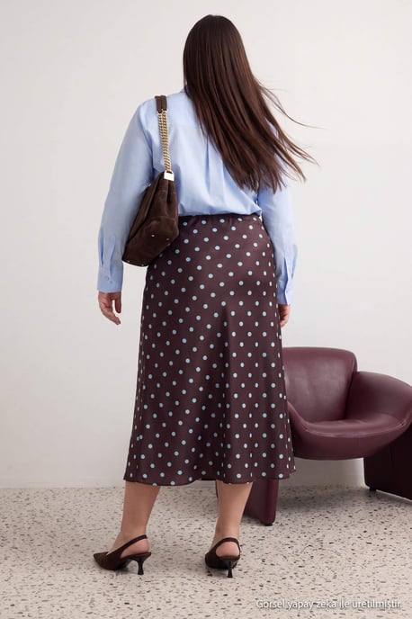 Trendyol Curve Damen Mehrfarbig Einfarbig Midi Große Größen Röcke - Image 6