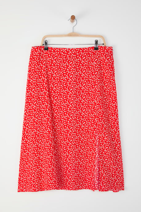 Trendyol Curve Damen Rot Animal-Print Midi A-Linie A-Linie Große Größen Röcke - Image 4
