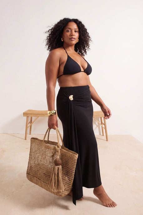 Trendyol Curve Damen Schwarz Einfarbig Midi Bleistift Rock Große Größen Röcke - Image 6