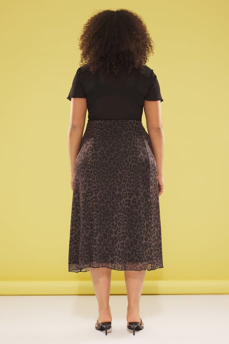 Trendyol Curve Damen Khaki Animal-Print Midi A-Linie Große Größen Röcke - Image 4