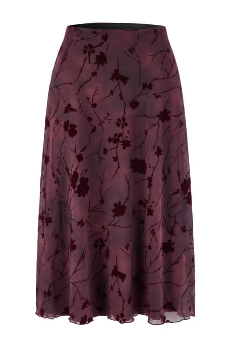 Trendyol Curve Damen Bordeaux Geblümt Midi Große Größen Röcke - Image 4