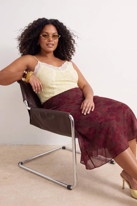 Trendyol Curve Damen Mehrfarbig Animal-Print Midi A-Linie Große Größen Röcke - Image 1
