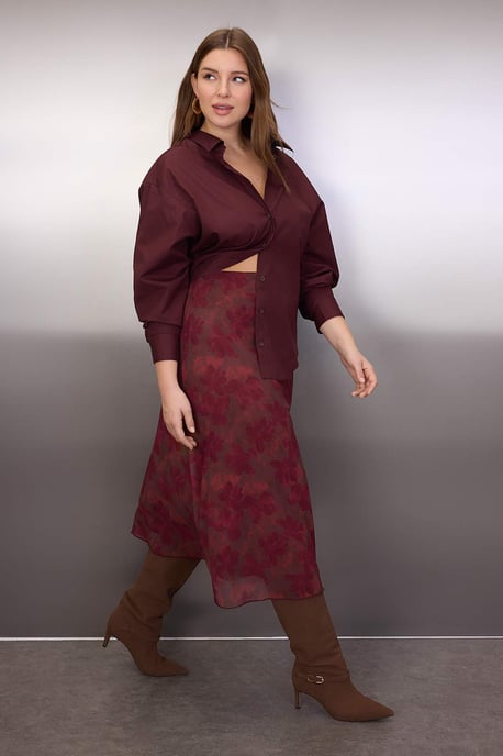 Trendyol Curve Damen Mehrfarbig Animal-Print Midi A-Linie Große Größen Röcke - Image 4