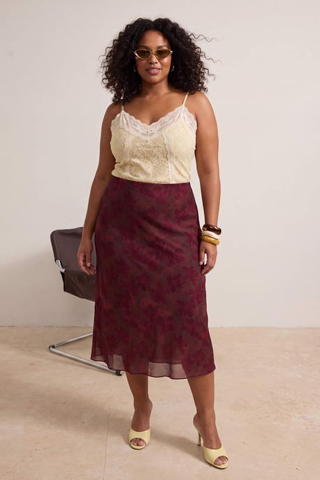 Trendyol Curve Damen Mehrfarbig Animal-Print Midi A-Linie Große Größen Röcke - Image 6