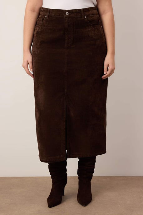 Trendyol Curve Damen Braun Einfarbig Midi Große Größen Röcke - Image 2