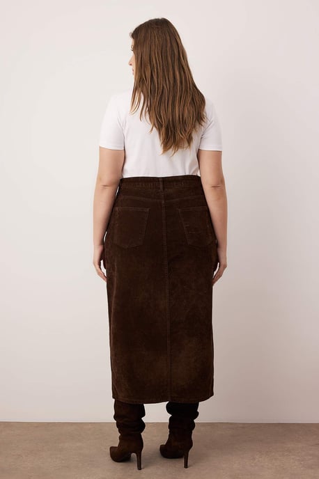 Trendyol Curve Damen Braun Einfarbig Midi Große Größen Röcke - Image 3