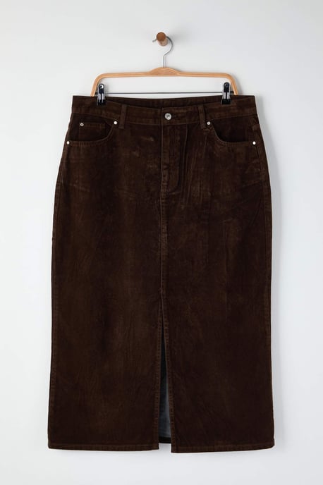 Trendyol Curve Damen Braun Einfarbig Midi Große Größen Röcke - Image 4