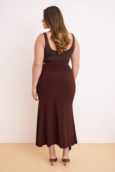 Trendyol Curve Damen Braun Einfarbig Midi Bleistift Rock Große Größen Röcke - Image 3