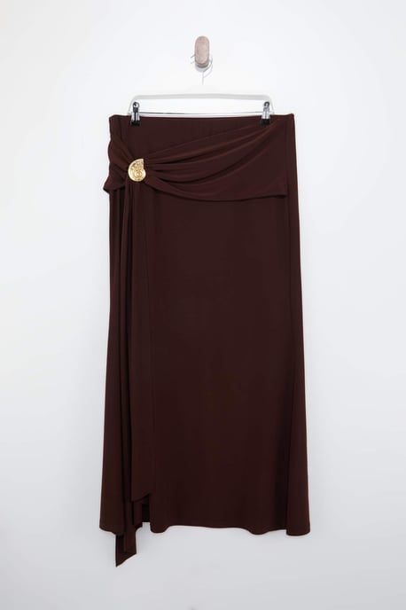 Trendyol Curve Damen Braun Einfarbig Midi Bleistift Rock Große Größen Röcke - Image 4