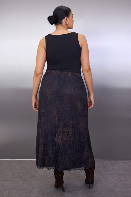 Trendyol Curve Damen Khaki Animal-Print Midi Große Größen Röcke - Image 3
