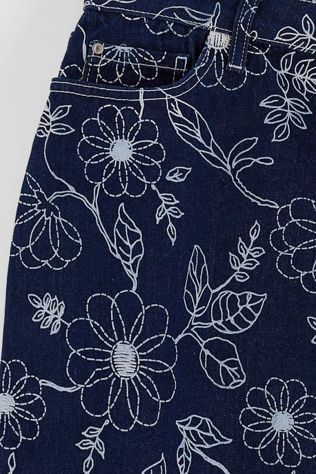 Trendyol Curve Damen Dunkelblau Geblümt Kurz / Mini A-Linie Große Größen Röcke - Image 4