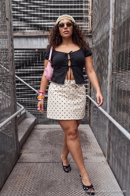Trendyol Curve Damen Ecru Einfarbig Kurz / Mini A-Linie Große Größen Röcke - Image 2