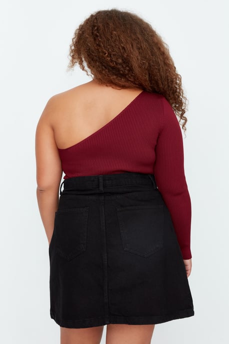 Trendyol Curve Damen Schwarz Einfarbig Kurz / Mini A-Linie A-Linie Große Größen Röcke - Image 4