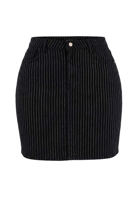 Trendyol Curve Damen Schwarz Gestreift Kurz / Mini A-Linie A-Linie Große Größen Röcke - Image 4