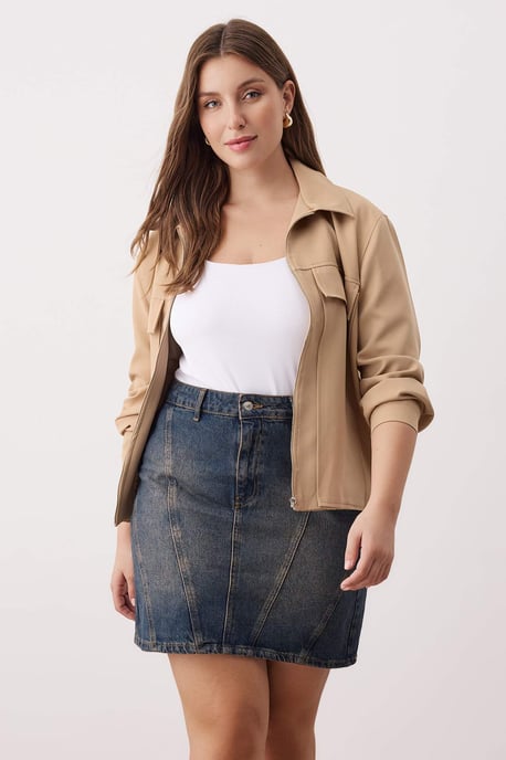 Trendyol Curve Damen Dunkelblau Einfarbig Kurz / Mini Basic Bleistift Rock Große Größen Röcke - Image 6