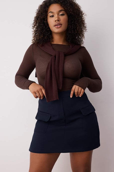 Trendyol Curve Damen Dunkelblau Einfarbig Kurz / Mini Bleistift Rock Große Größen Röcke - Image 6
