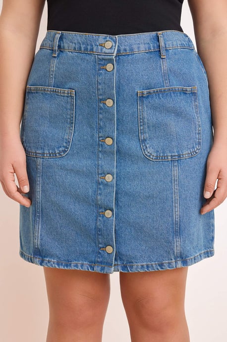 Trendyol Curve Damen Blau Einfarbig Kurz / Mini A-Linie Große Größen Röcke - Image 2