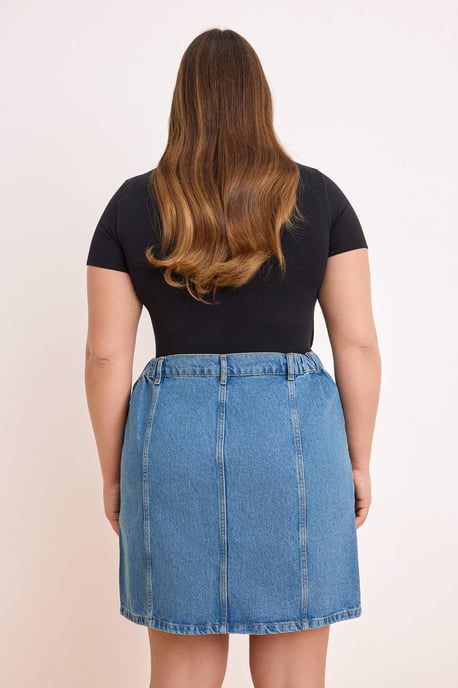 Trendyol Curve Damen Blau Einfarbig Kurz / Mini A-Linie Große Größen Röcke - Image 3
