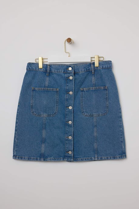 Trendyol Curve Damen Blau Einfarbig Kurz / Mini A-Linie Große Größen Röcke - Image 4