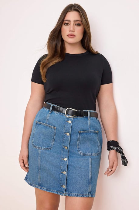 Trendyol Curve Damen Blau Einfarbig Kurz / Mini A-Linie Große Größen Röcke - Image 6