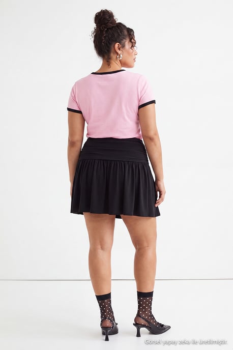 Trendyol Curve Damen Schwarz Einfarbig Kurz / Mini Skater Große Größen Röcke - Image 5