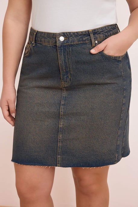 Trendyol Curve Damen Blau Einfarbig Kurz / Mini A-Linie Große Größen Röcke - Image 2