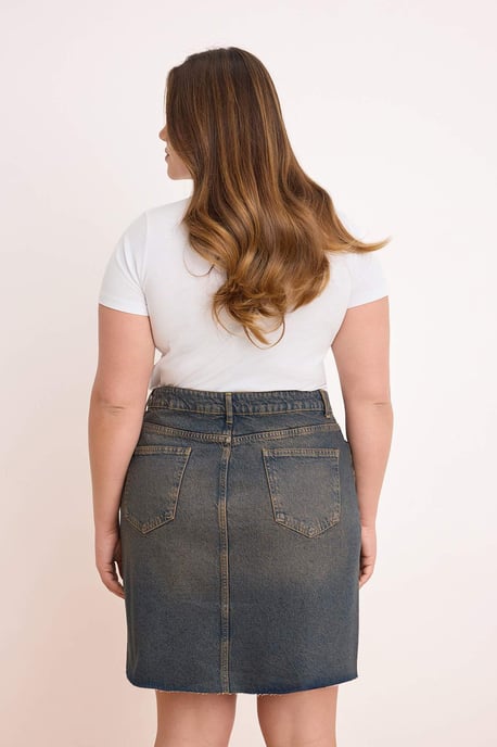 Trendyol Curve Damen Blau Einfarbig Kurz / Mini A-Linie Große Größen Röcke - Image 3