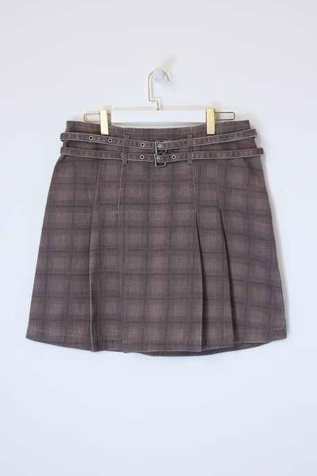 Trendyol Curve Damen Braun Kariert Kurz / Mini A-Linie Große Größen Röcke - Image 4