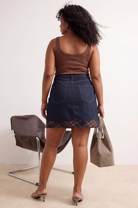 Trendyol Curve Damen Dunkelblau Einfarbig Kurz / Mini A-Linie Große Größen Röcke - Image 2