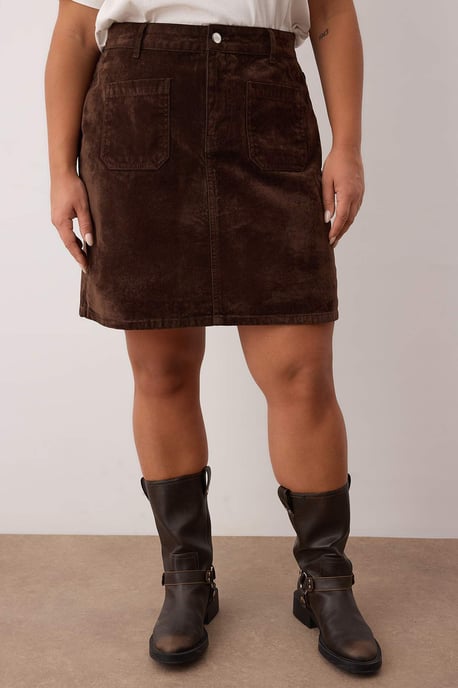 Trendyol Curve Damen Braun Einfarbig Kurz / Mini A-Linie A-Linie Große Größen Röcke - Image 2