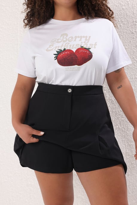 Trendyol Curve Damen Schwarz Einfarbig Kurz / Mini A-Linie Große Größen Röcke - Image 3
