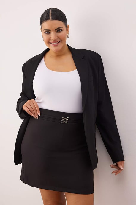 Trendyol Curve Damen Schwarz Einfarbig Kurz / Mini A-Linie Große Größen Röcke - Image 3