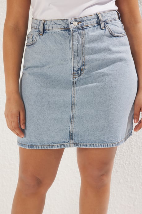 Trendyol Curve Damen Blau Einfarbig Kurz / Mini A-Linie A-Linie Große Größen Röcke - Image 2