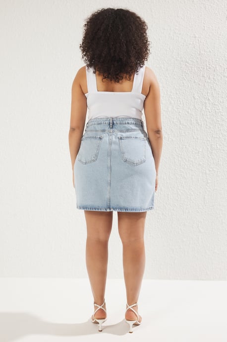 Trendyol Curve Damen Blau Einfarbig Kurz / Mini A-Linie A-Linie Große Größen Röcke - Image 4