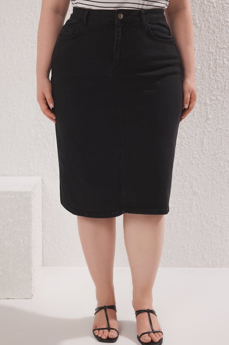 Trendyol Curve Damen Schwarz Einfarbig Kurz / Mini Bleistift Rock Bleistift Rock Große Größen Röcke - Image 2