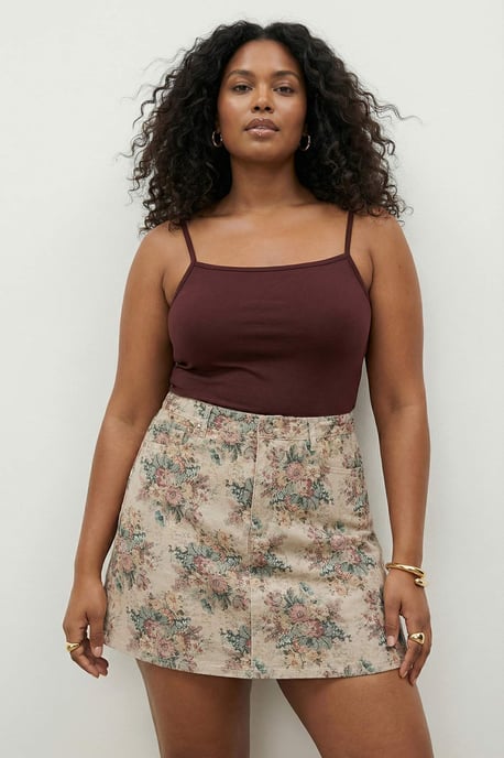 Trendyol Curve Damen Mehrfarbig Geblümt Kurz / Mini A-Linie Große Größen Röcke - Image 6