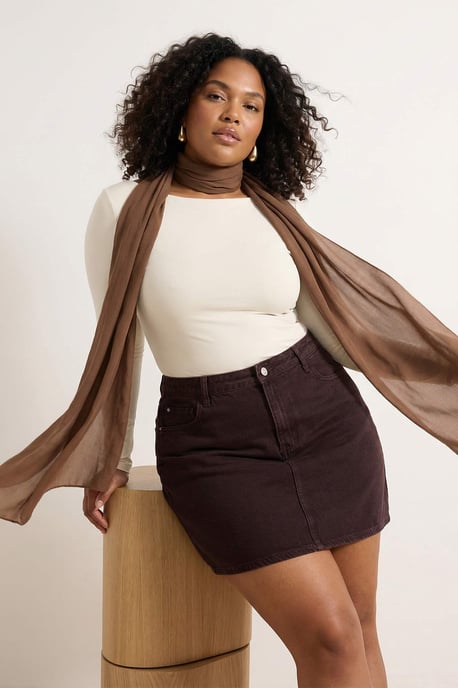 Trendyol Curve Damen Braun Einfarbig Kurz / Mini A-Linie A-Linie Große Größen Röcke - Image 1