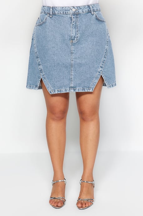 Trendyol Curve Damen Blau Einfarbig Kurz / Mini A-Linie A-Linie Große Größen Röcke - Image 3