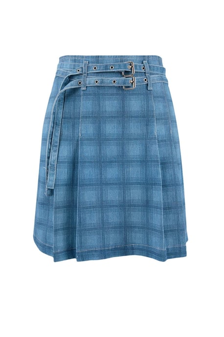 Trendyol Curve Damen Blau Kariert Kurz / Mini A-Linie Große Größen Röcke - Image 3