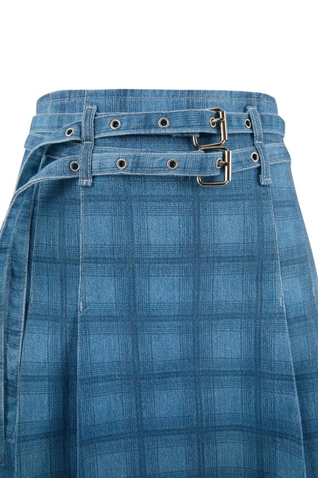 Trendyol Curve Damen Blau Kariert Kurz / Mini A-Linie Große Größen Röcke - Image 4