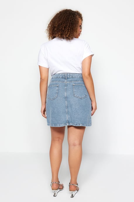 Trendyol Curve Damen Blau Einfarbig Kurz / Mini A-Linie A-Linie Große Größen Röcke - Image 5