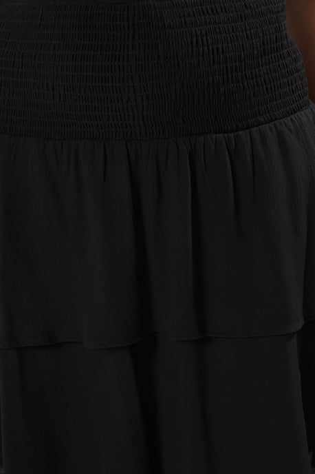 Trendyol Curve Damen Schwarz Einfarbig Kurz / Mini Volantsaum Große Größen Röcke - Image 3